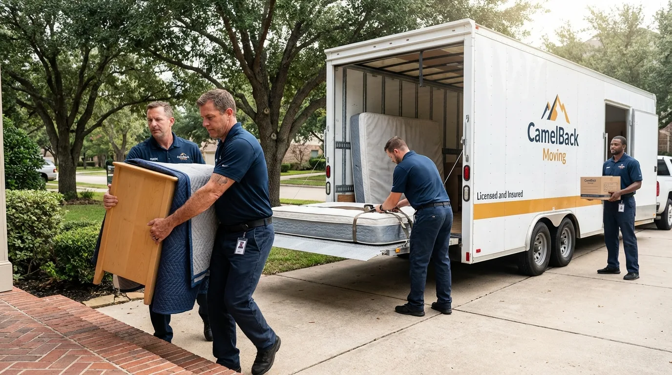 Crew loading residential truck for cross-state move from Hartsville, SC
