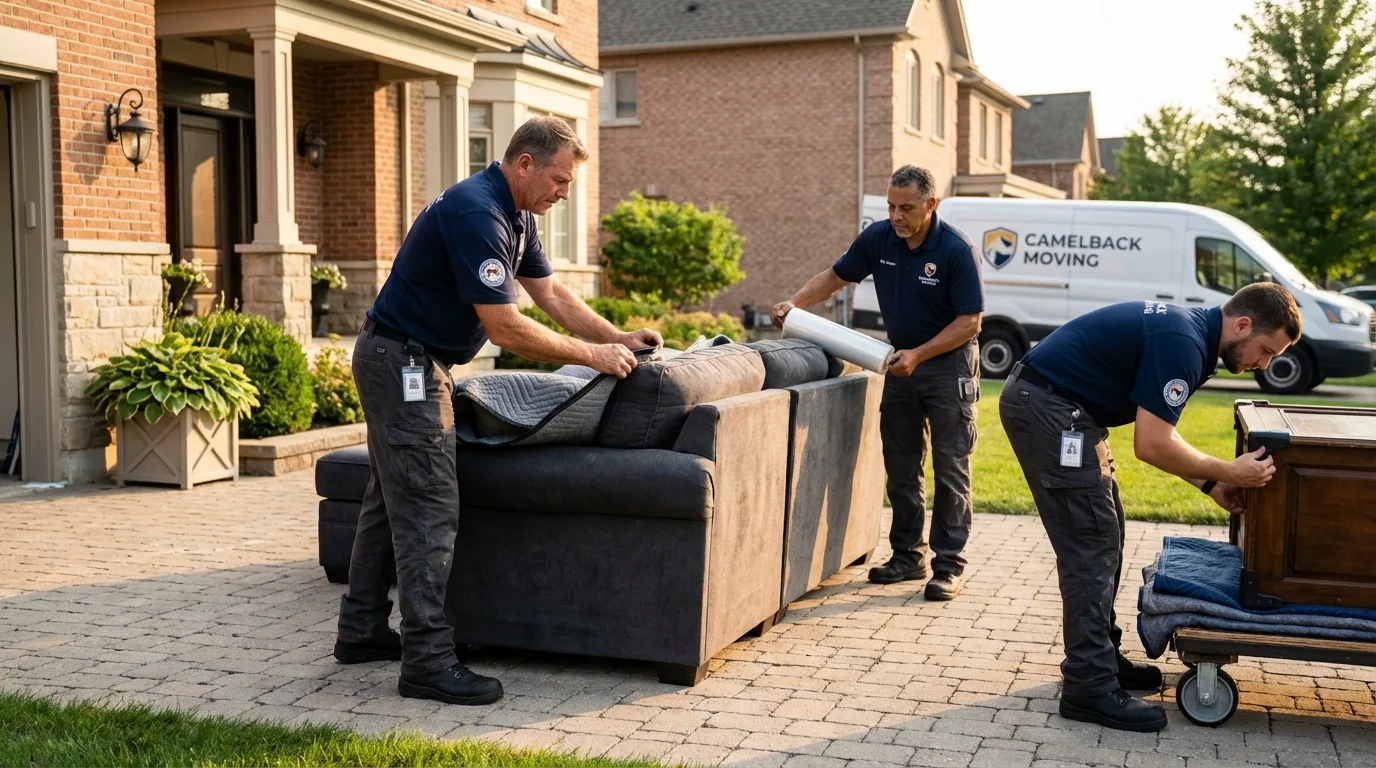 Large estate moving crew wrapping furniture in Hartsville, SC